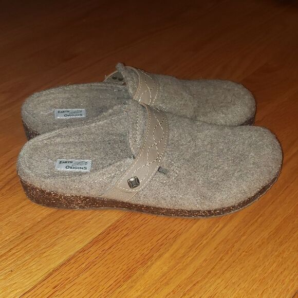 Earth Origins Tan Janet wool slides - Picture 1 of 6